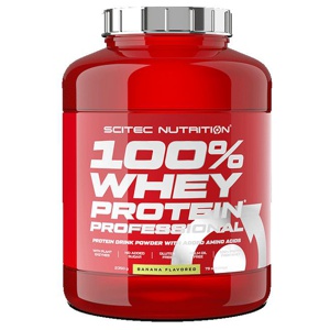Scitec Nutrition 100% Whey Protein Professional - Vassleproteinkomplex, Av koncentrat och isolat - med matsmältningsenzymer - protein för muskeluppbyggnad - 2.35 kg, Banan produkt bild