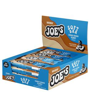 WEIDER Joe's Soft Bar, utsökt proteinbar med extra mjuk proteinkärna, utsökt karamellskikt och delikat mjölkchokladbeläggning, sockerfattig, jordnötskaka, degsmak, förvaringsbox 12 x 50 g produkt bild