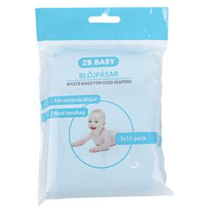 2 Baby Blöjpåsar Blöjpåsar med handtag 3 x 15 st produkt bild