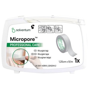 Micropore Tape M/Disp. 1,25cmx9,1m Hvid 1 stk produktbillede