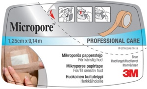 3M Micropore tape m/dispenser 1,25 cm x 9,14 m brun 1 stk produktbilde