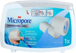 3M Micropore vit häfta 91 m x 25 mm med flergångshållare 1 styck produkt bild