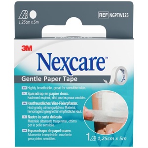 3M Nexcare Gentle Paper Tape hvid 1,25 cm x 5 m 1 stk produktbillede
