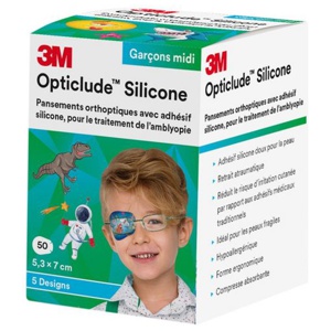 3M Opticlude Silicone midi øyelapp gutt 50 stk produktbilde