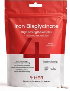 4HER Iron Bisglycinate med folsyra 120 tabletter produkt bild
