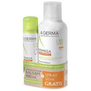 A-Derma Exomega Control Balsam + Spray Promo-Kit, 1 St Balsam Produktbild