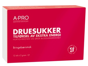 A-Pro Druesukker 2,5 g Tabletter Bringebærsmak 12 stk produktbilde