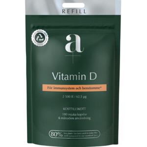 Alpha Plus A+ Vitamin D 2500 IE 180 mjuka kapslar Refillpåse produkt bild