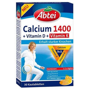 Abtei Calcium 1400 + Vitamin D3 + K Kautabletten, 30 St Kautabletten Produktbild