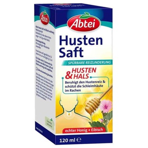 Abtei Husten Saft Eibisch Honig, 120 ml Sirup Produktbild