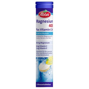 Abtei Magnesium 400 Plus Vitamin C+E 15 St Brausetabletten Produktbild