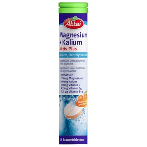 Abtei Magnesium + Kalium Aktiv Plus 15 St Brausetabletten Produktbild