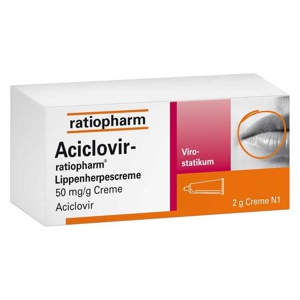 Aciclovir Ratiopharm Lippenherpes, 2 g Creme Produktbild
