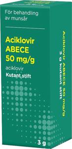 Aciklovir ABECE Kutant stift 50 mg/g 3 g produkt bild