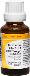 ACO D-vitamin olja orala droppar 80IE/droppe 25 ml produkt bild
