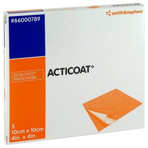 ACTICOAT 10x10 cm antimikrobielle Wundauflage 5 St Kompressen Produktbild