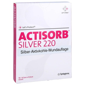 Actisorb 220 Sil 9,5x6,5 10 Stück Produktbild