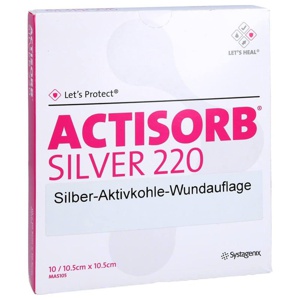 ACTISORB 220 Silver 10,5x10,5 cm steril Kompressen Produktbild