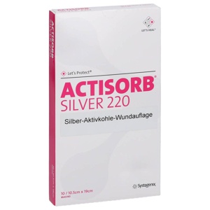 ACTISORB 220 Silver 10,5x19 cm steril Kompressen Produktbild