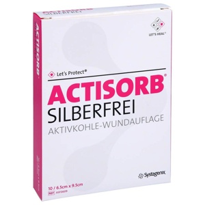 ACTISORB SILBERFREI 6,5x9,5 cm Aktivkohle Produktbild