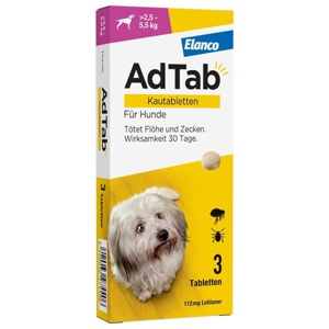 AdTab Kautabletten Für Hunde >2,5-5,5 kg 3 St Kautabletten Produktbild