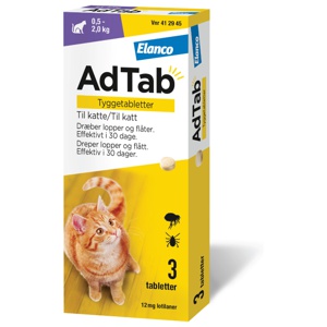 AdTab 12 mg tyggetabletter til katt, 3 stk. produktbilde