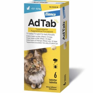 AdTab 48 mg tyggetabletter til katt (>2,0-8,0 kg) 6 stk produktbilde