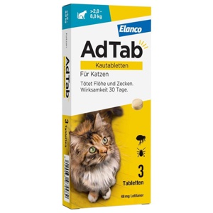 AdTab Kautabletten Für Katzen >2-8 kg 3 St Kautabletten Produktbild
