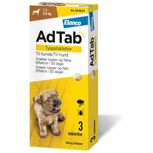 AdTab 56 mg tyggetabletter til hund, 3 stk. produktbilde