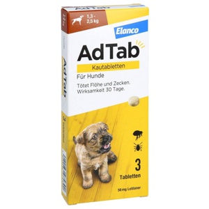 AdTab Kautabletten Für Hunde 1,3-2,5 kg 3 St Kautabletten Produktbild