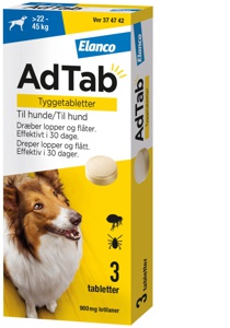 AdTab tyggetabletter til hund 22-45 kg 900 mg 3 stk produktbillede