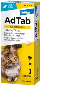 AdTab tyggetabletter til katte 2.0-8.0 kg 48 mg 3 stk produktbillede