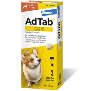 AdTab tuggtabletter 225 mg Tuggtabletter för hund (> 5,5–11 kg)