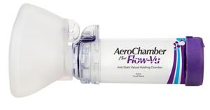 AeroChamber Plus Flow-Vu andningsbehållare med liten vuxenmask (lila), 1 styck produkt bild