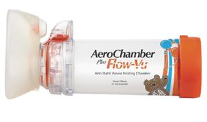 AeroChamber Plus Flow-Vu andningsbehållare med mask, liten 0-18 månader (orange) 1 styck produkt bild
