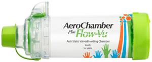 AeroChamber Plus Flow-Vu andningsbehållare med munstycke, barndesign (grön) 1 styck produkt bild