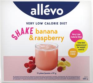 Allevo VLCD Shake, Banana & Raspberry, 15 portioner produkt bild