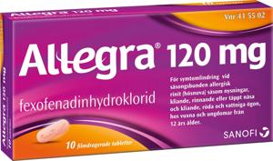 Allegra, filmdragerad tablett 120 mg STADA Nordic ApS, 10 st produkt bild