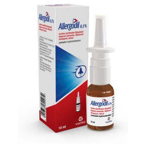 Allergodil 0,1% ninasprei, lahus 1mg/ml 10ml toote pilt