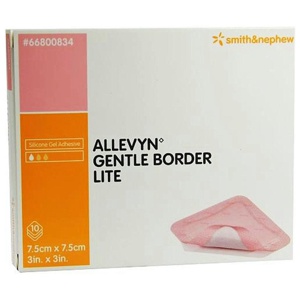 Allevyn Gentle Border Lite, vidhäftande polyuretanskumförband 7,5 x 7,5 cm 10 st produkt bild