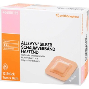Allevyn Silber Schaumverband 7x8 cm haftend, 12 St Verband Produktbild