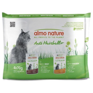 Almo nature Almo Holistic Anti Hairball Multipack 6x70 g mit Rind & Huhn Produktbild
