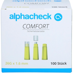 Alphacheck Comfort Sicherheitslanzett.26 G 1,6 mm 100 St Lanzetten Produktbild