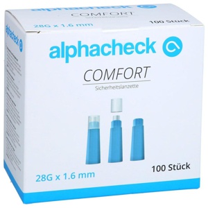 ALPHACHECK comfort Sicherheitslanzetten 28 G 1,6 mm 100 St Lanzetten Produktbild