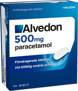 Alvedon 500 mg Paracetamol, Filmdragerad tablett, 10 styck produkt bild