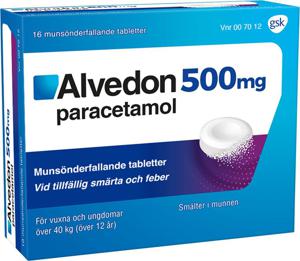 Alvedon, munsönderfallande tablett 500 mg 16 st