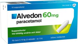 Alvedon, suppositorium 60 mg, 10 st