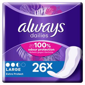 Always Dailies Large Extra Protect Trosskydd Med Mild Doft 26 st produkt bild