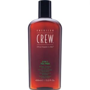 American Crew 3 in 1 Tea Tree Shampoo, Conditioner and Shower Gel for Hair and Body (450ml), Vitaliserande och återfuktande, Teblad produkt bild