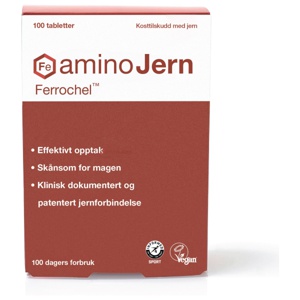 aminoJern Ferrochel 21 mg tabletter 100 stk produktbilde
